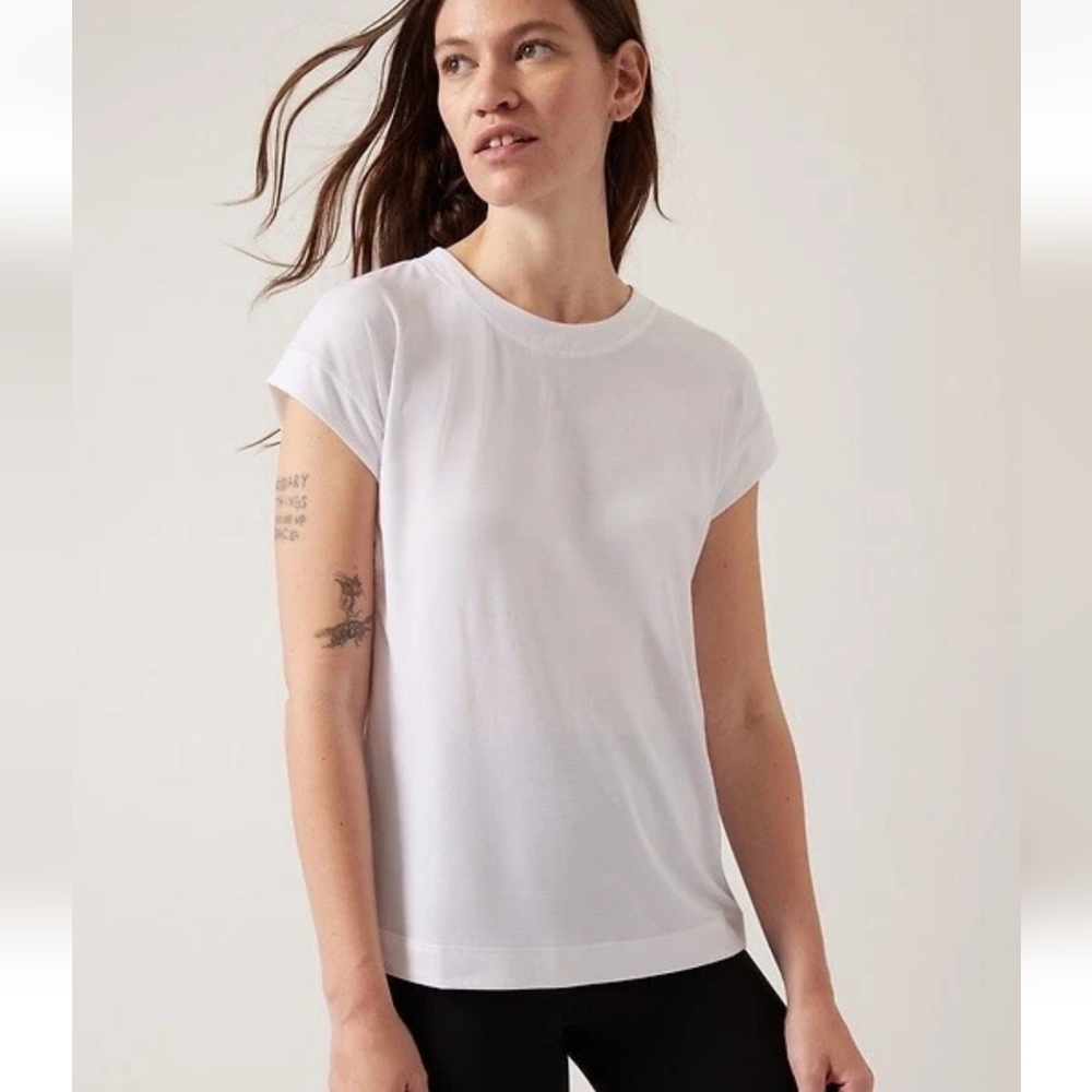 Athleta Studio Practice Muscle Tee Womens 3X White Short Sleeve Shirt